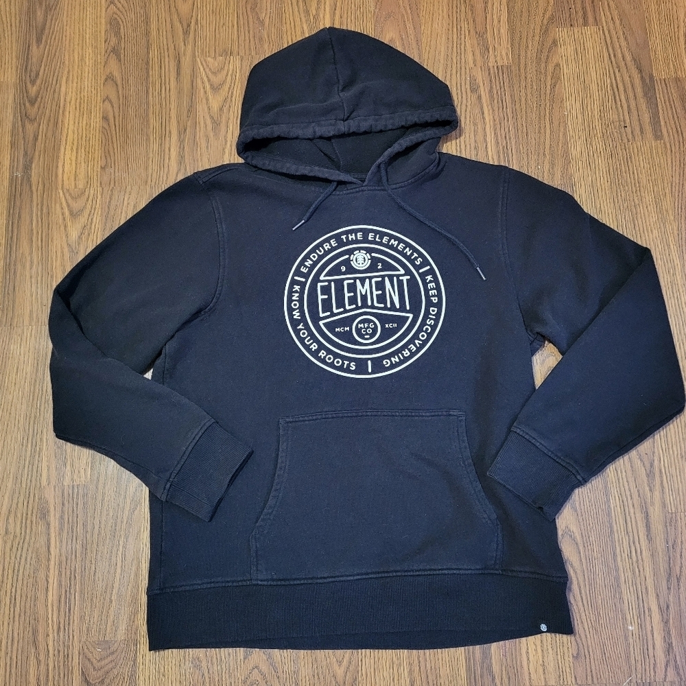 Element Hoodie Mens Size Medium Sweatshirt Skateboard Style Black Metal A33